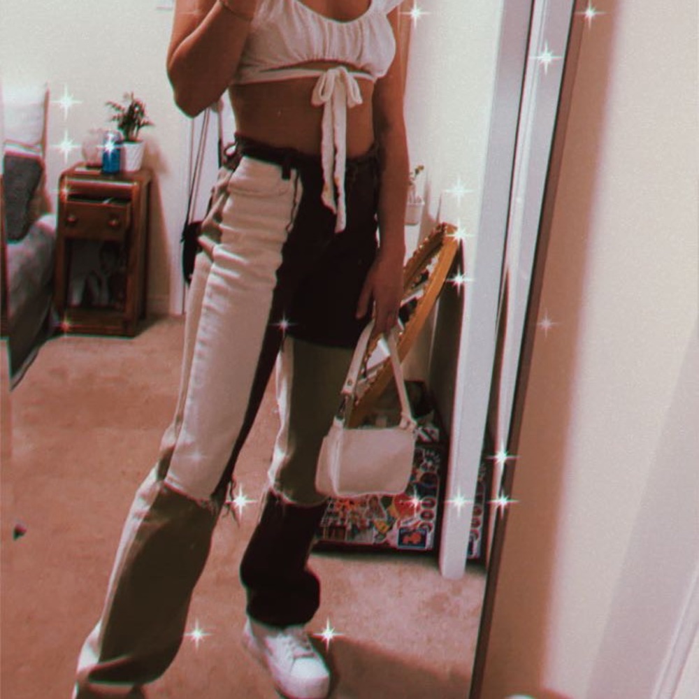 $5 ADD ON Patchwork Brown Wide Leg Pants